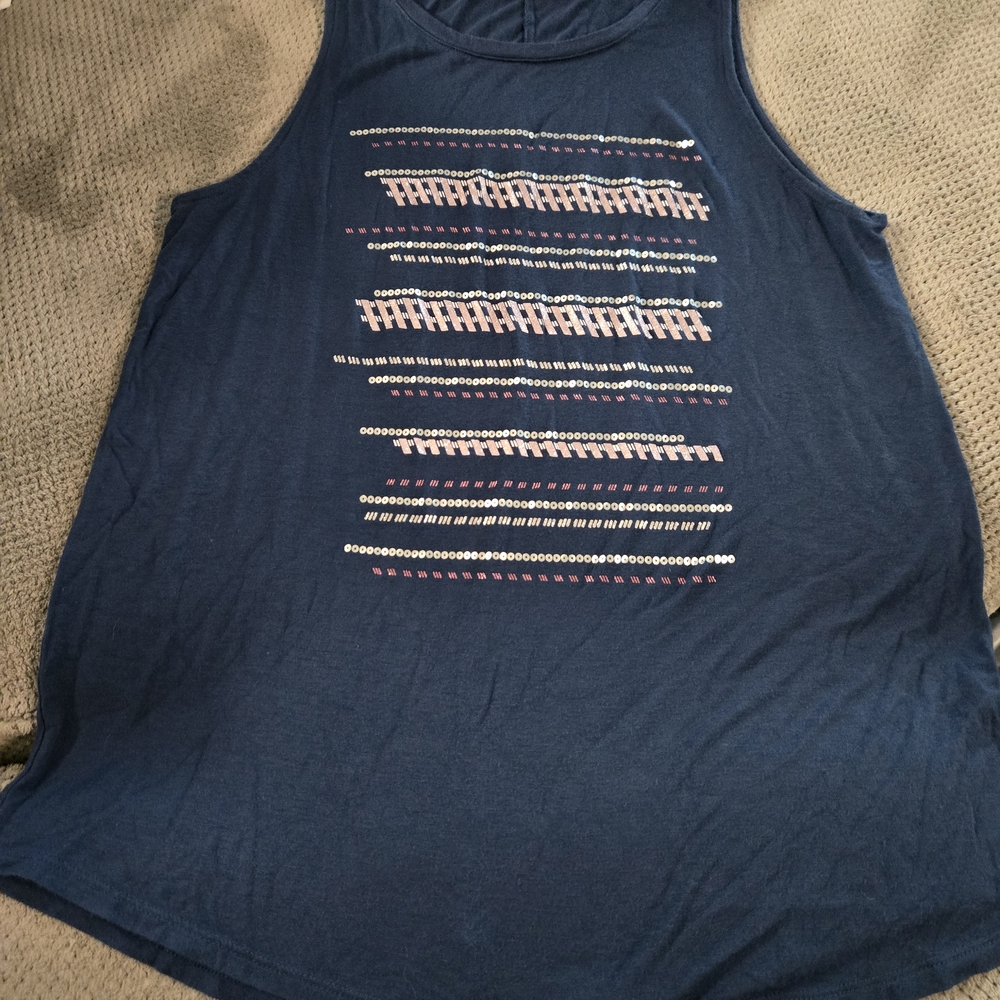 Navy Blue Sleeveless Top with Pattern